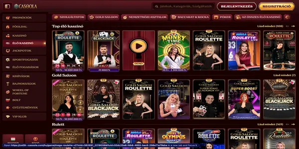 Casoola Casino live casino selection on mobile
